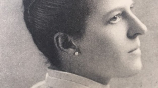 black-and-white photo of woman's profile
