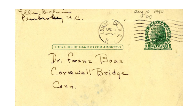 scan of envelope addressed to Franz Boas
