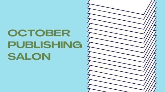 stack of white rectangles next to the event title in green on a light blue background