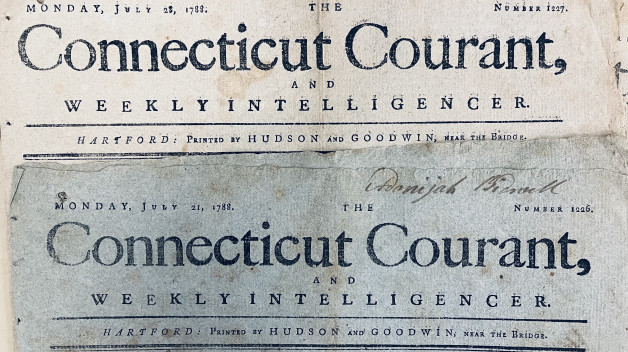 Headers of two copies of the Connecticut Courant