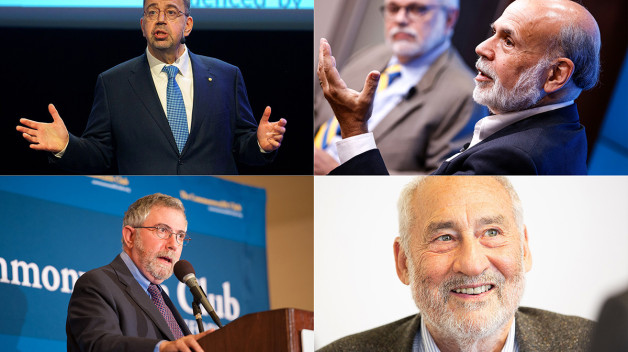 Daron Acemoglu (APS 2021), Ben Bernanke (APS 2006), Paul Krugman (APS 2011), and Joseph Stiglitz (APS 1997)