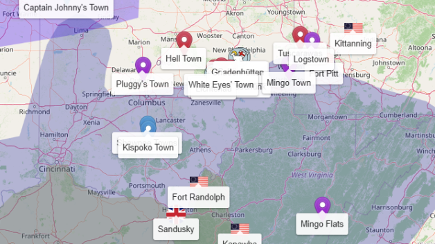 An overview of a map showing various terms.