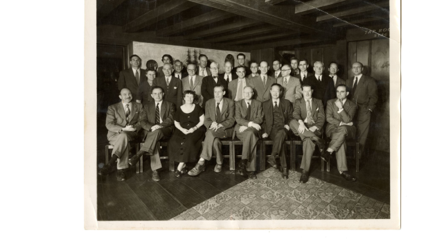 Photograph from the 10th Macy Conference on Cybernetics held in 1953. Freed is second from left in the second row.