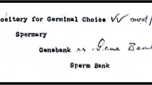 Typed document that reads "Repository for Germinal Choice"