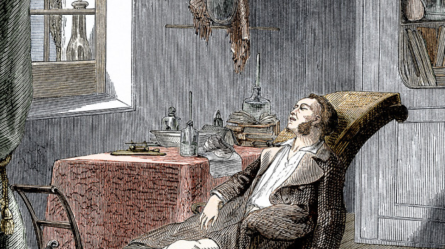 “Jackson under the effects of ether,” depicting his 1841 self-experiment.