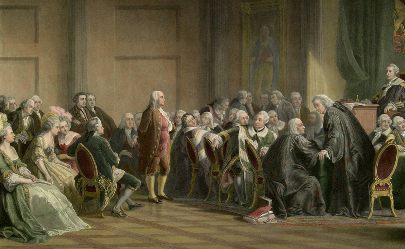 Franklin stands before the Lords in Council