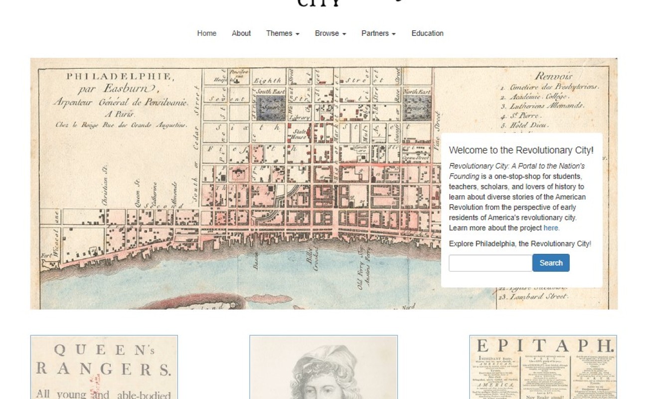screenshot of Revolutionary City homepage