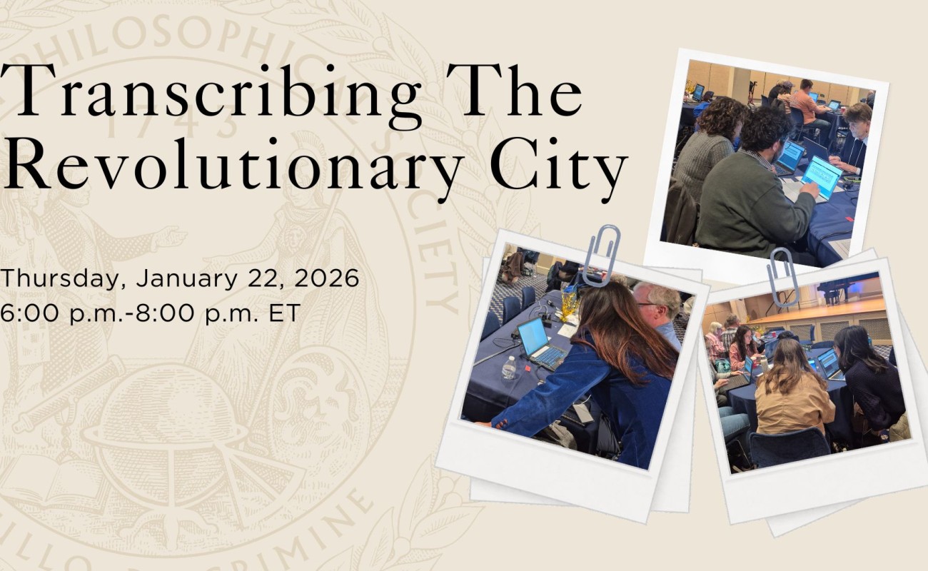 Transcription Event Image with photographs of past attendees transcribing.