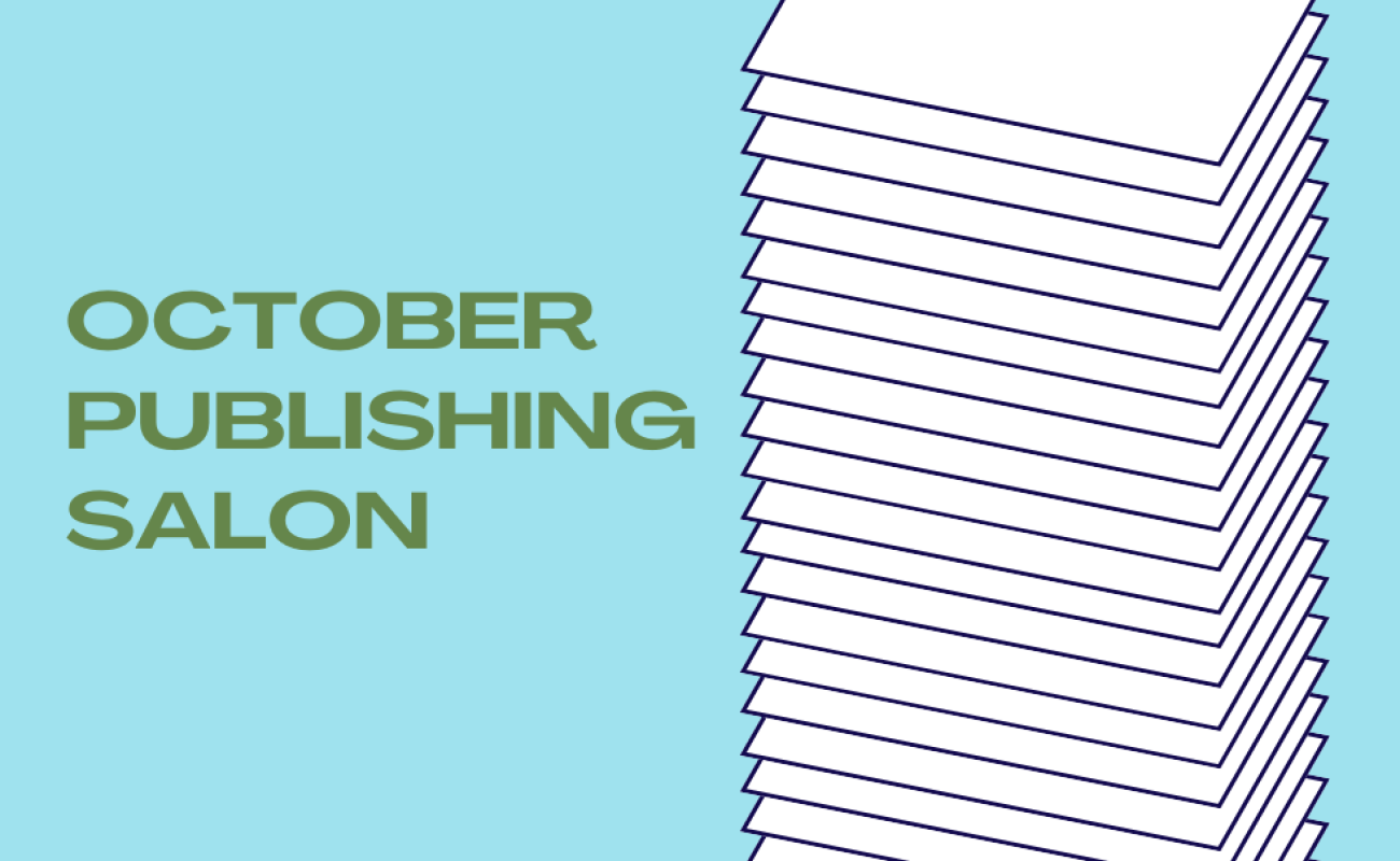 stack of white rectangles next to the event title in green on a light blue background