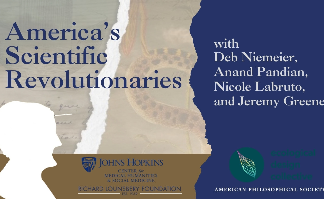 Catherine Haines silhouette on America's Scientific Revolutionaries Background with speaker names