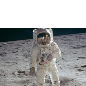 Buzz Aldrin walking on the moon.