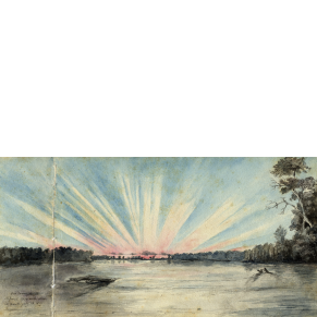 "Sunset on the Missouri 370 miles above its mouth," Titian Ramsay Peale, July 28, 1819
