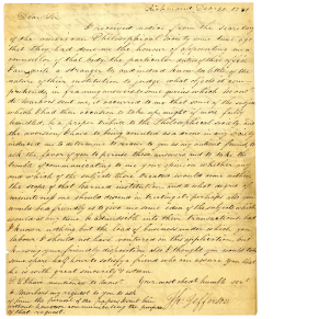 Thomas Jefferson letter to Charles Thompson, Dec. 20, 1781