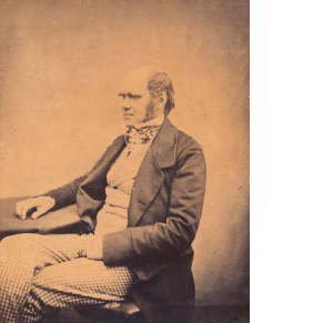 sepia toned photograph of seated man (Charles Darwin)