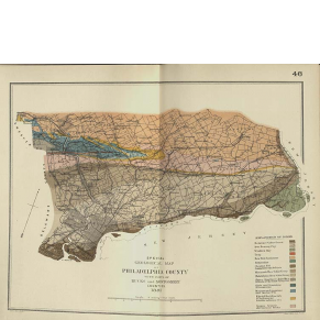 colored, printed map of Pennsylvania