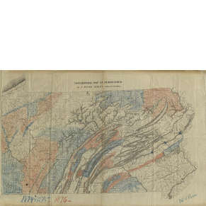 colored topographical map of Pennsylvania