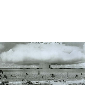 black and white photograph of a mushroom cloud