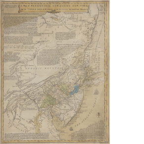 Lewis Evan's 1749 map of Pensilvania, New-Jersey, New-York, and the three Delaware counties