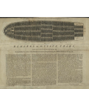 Image of the slave ship Brookes with printed text beneath