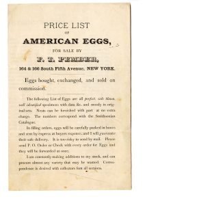 Cover page of Price List of American Eggs