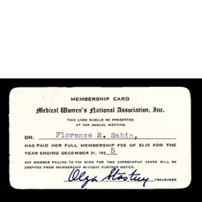 Medical Women’s National Association membership card