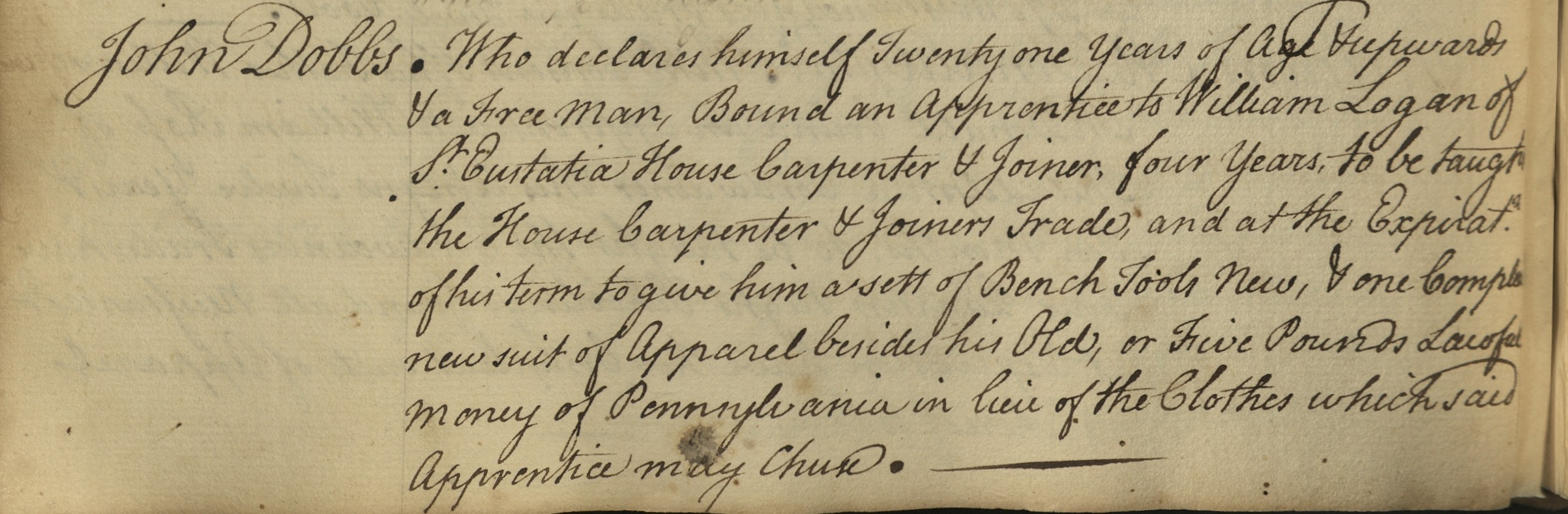 Excerpt from the Indenture Book