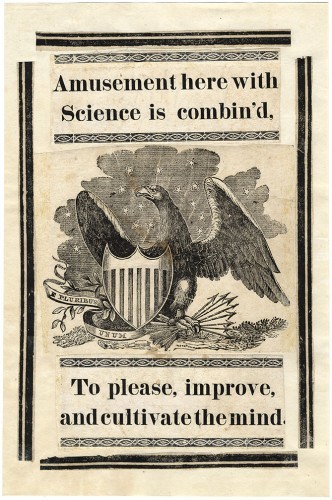 Amuseument here with Science is combin’d, To please, improve, and cultivate the mind broadside