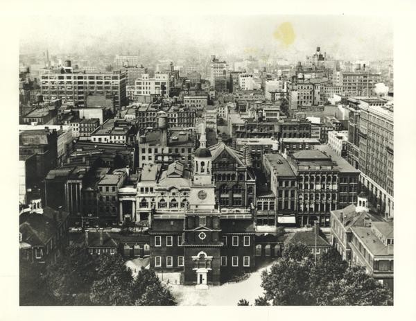 birds-eye view of Independence Hall