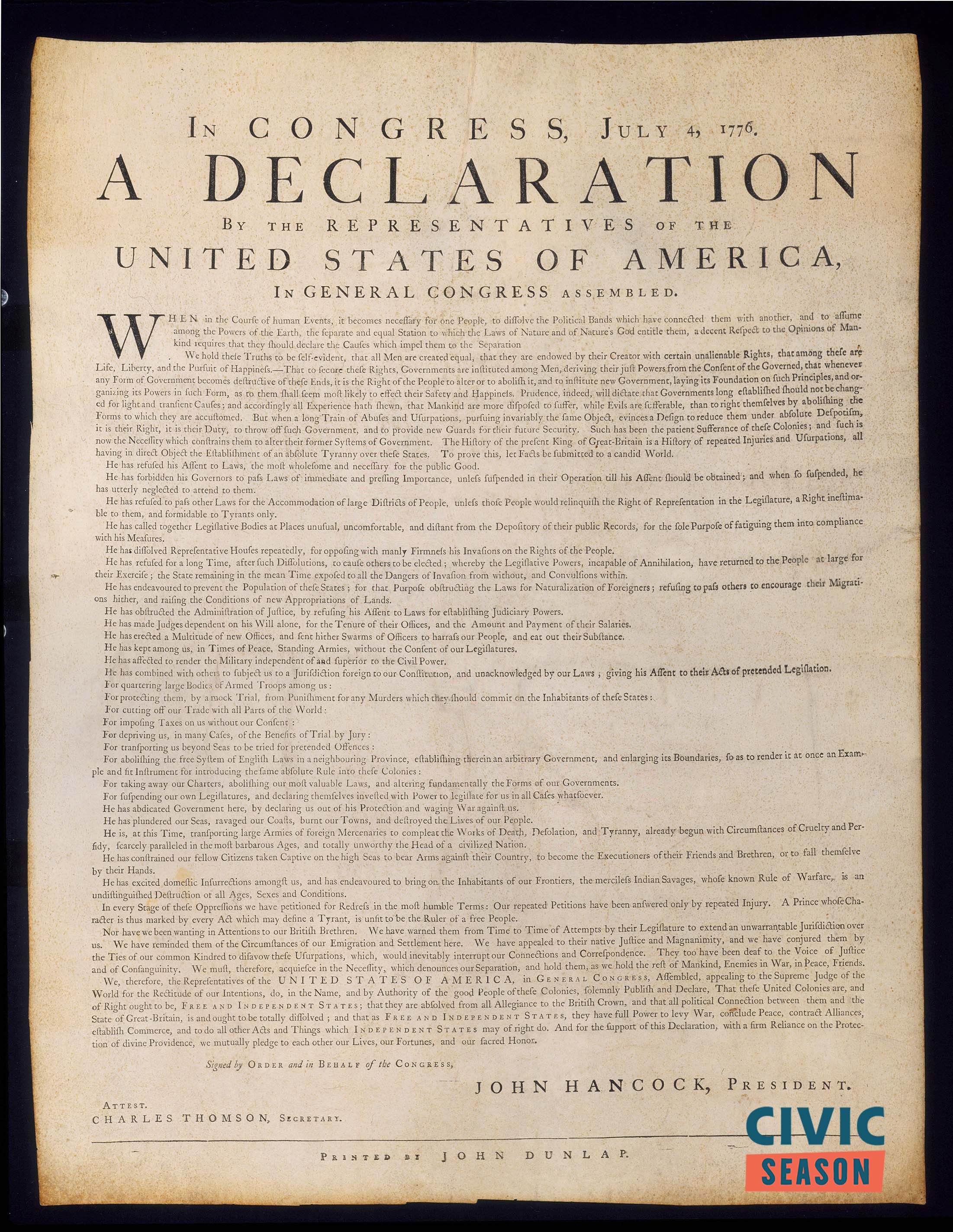An image of the Declaration of Independence 