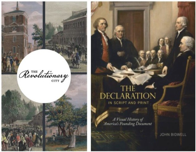 side-by-side of Rev City logo and Declaration book cover