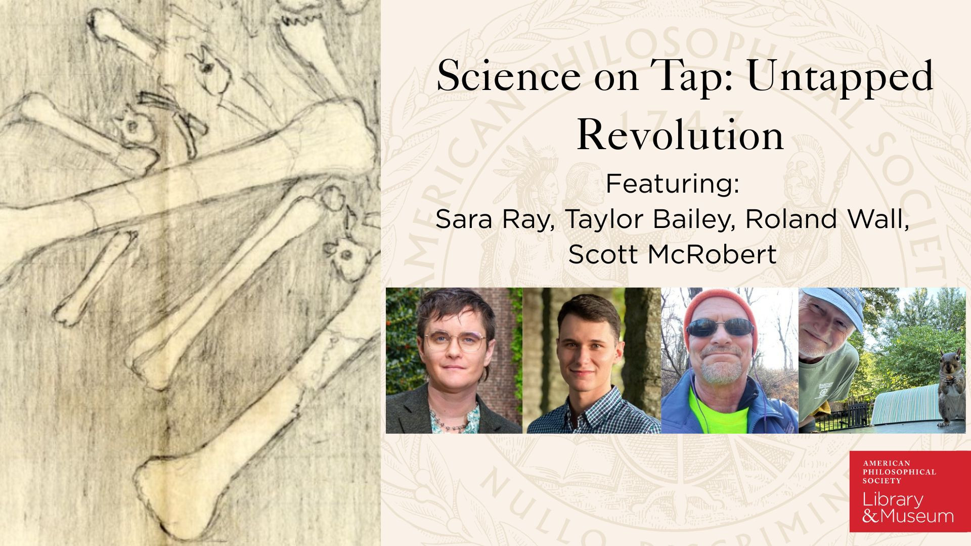 Image of Untapped speakers with image of dinosaur bones. 