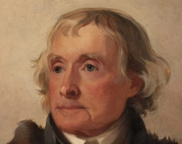 Portrait of Thomas Jefferson, detail of face