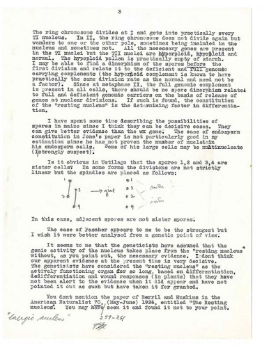 black typewritten text on white paper with annotations in colored pencil