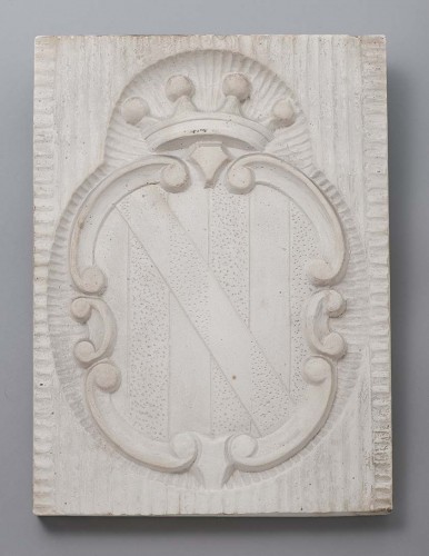 Cast of Mason-Dixon Crownstone with Calvert family coat of arms