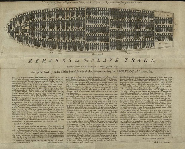 Image of the slave ship Brookes with printed text beneath