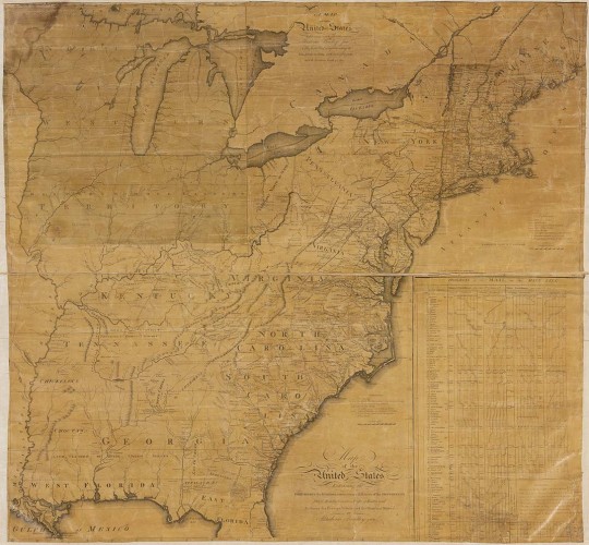 A map of the United States, exhibiting the post-roads