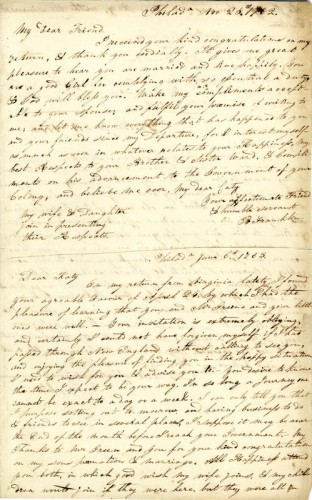 Benjamin Franklin’s Letter to Catherine Greene