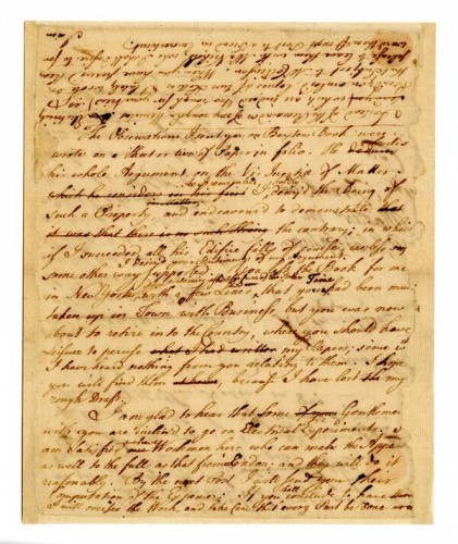 Franklin's Draft of a Letter to Cadwallader Colden