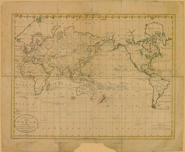 a map of the world as it was seen in 1795