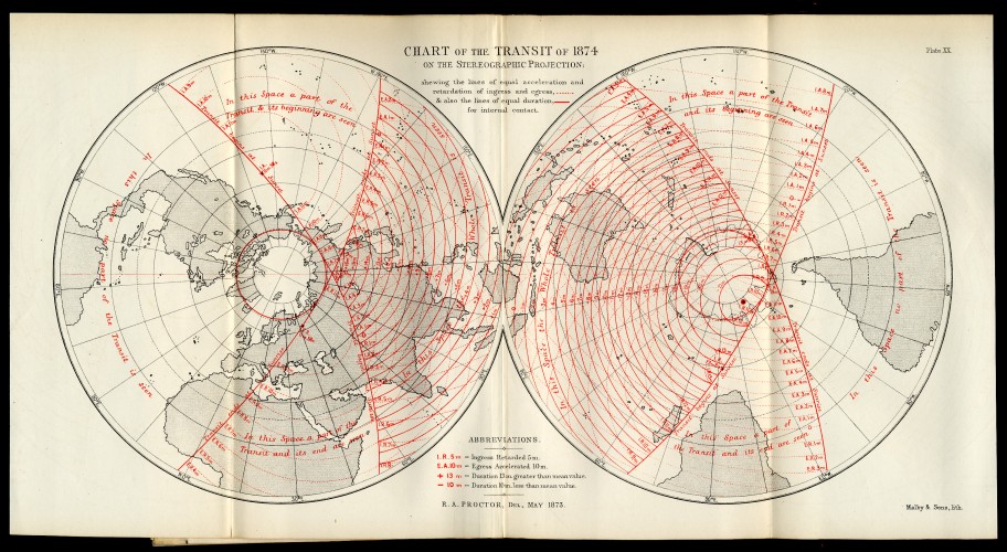 Chart of the Transit of 1874 on the Stereographic Projection