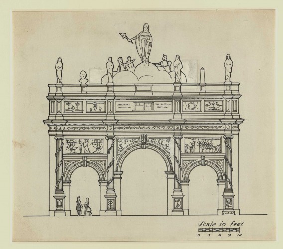 sketch of Peale's triumphal arch