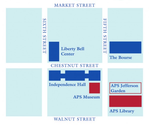 Map showing the location of the Jefferson Garden