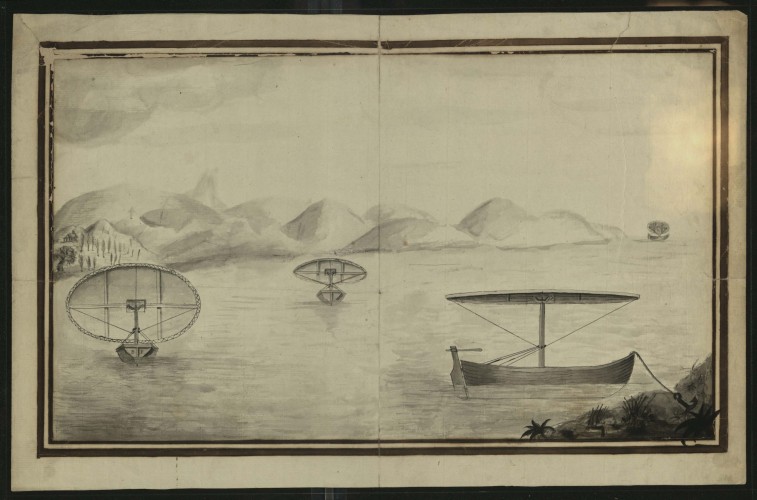 Sketch of "boat for pleasure or fishing parties on the Delaware River"