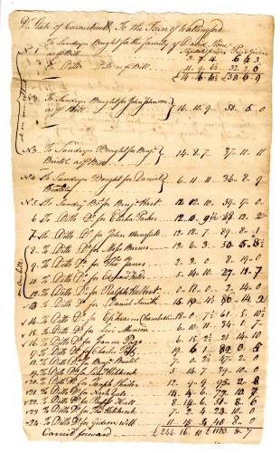 manuscript invoice from 1778 connecticut