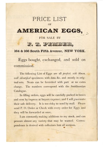 cover page of Price List of American Eggs