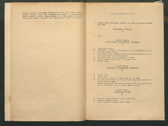 darwin table of contents