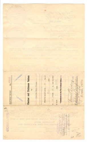 reverse side of scan of land patent