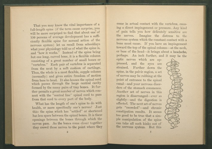 text page with diagram of spine