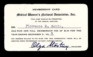 Medical Women’s National Association membership card