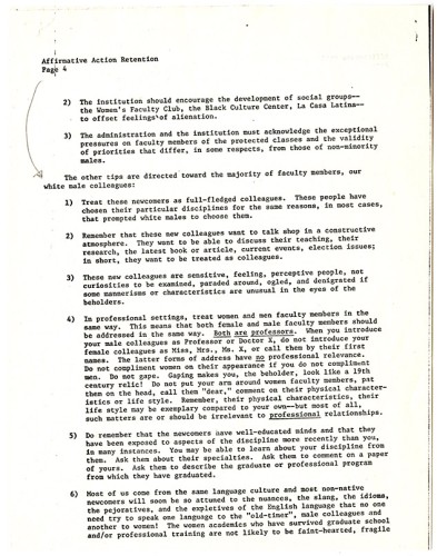 “Affirmative Action Retention” memo, page 4